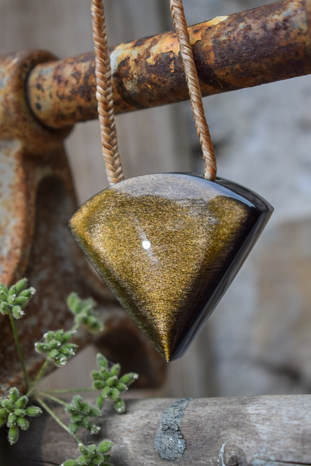 Pendentif Obsidienne Dorée - Mexique