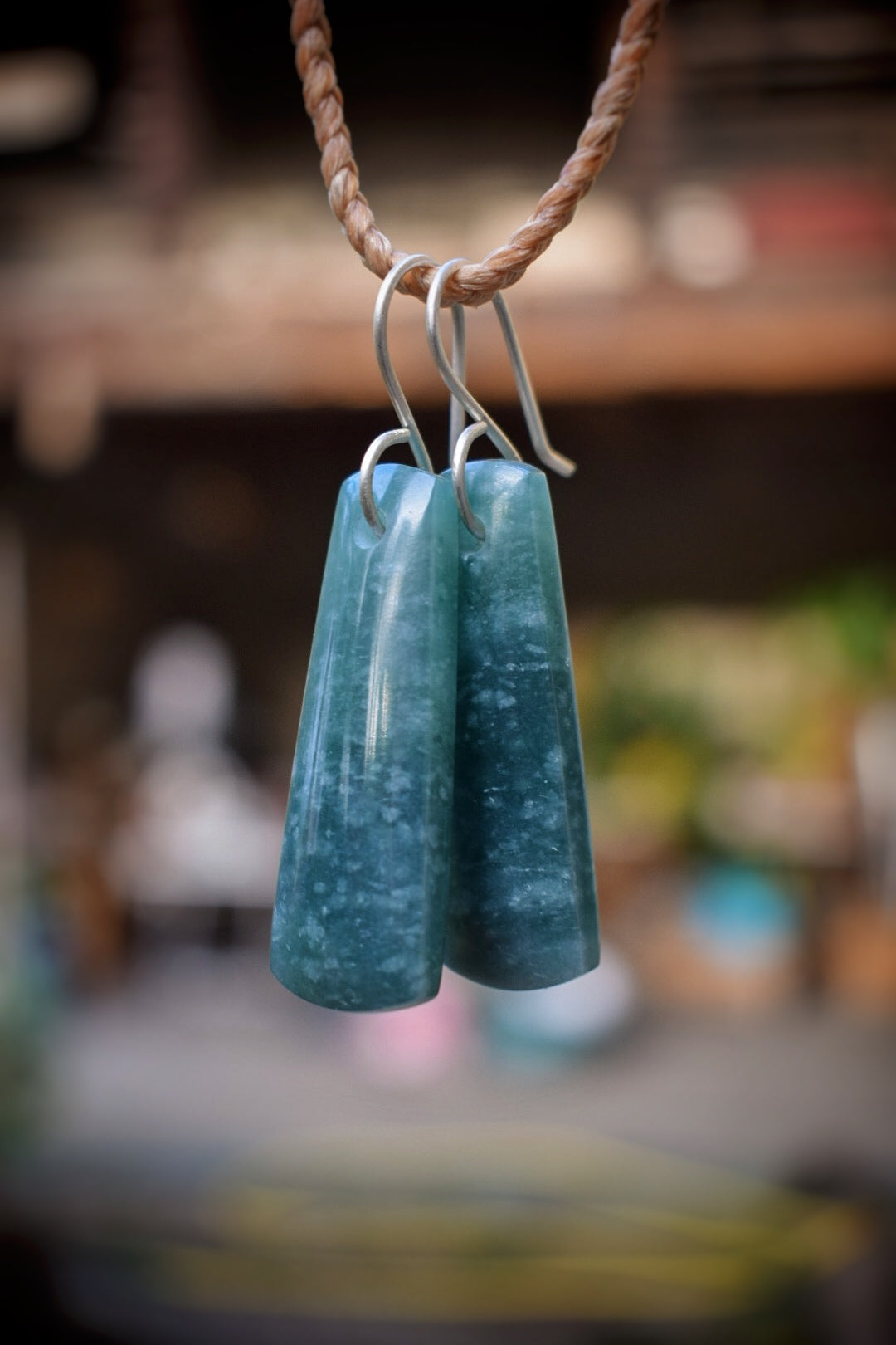 Boucles d’Oreilles Jadéite Bleue Verte - Guatemala