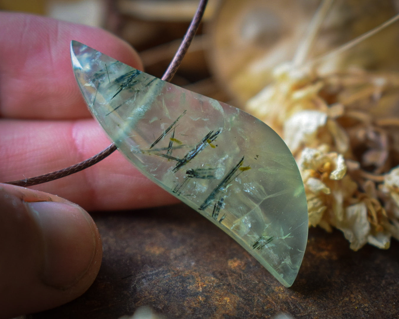 Pendentif Préhnite — Afrique du Sud