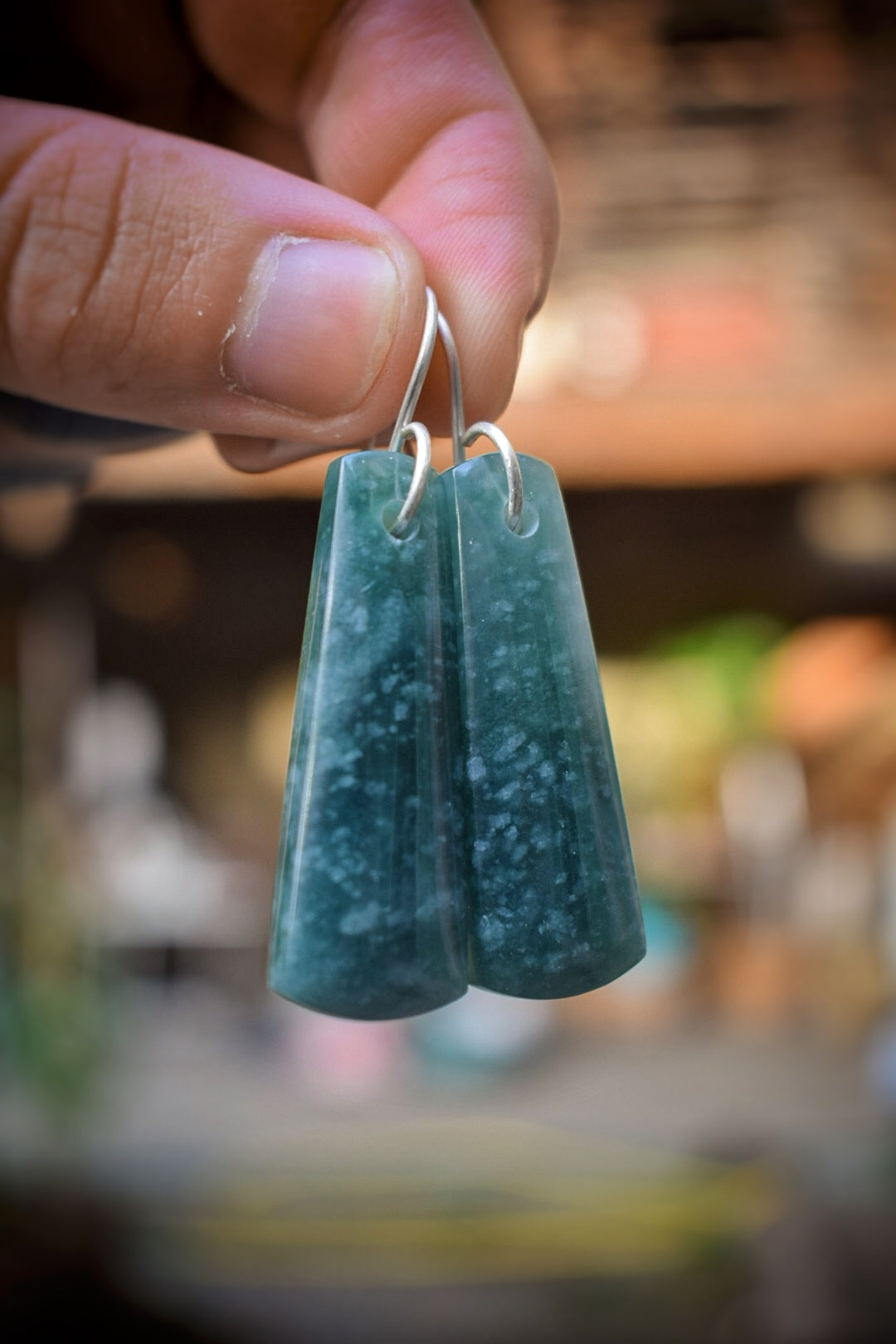 Boucles d’Oreilles Jadéite Bleue Verte - Guatemala