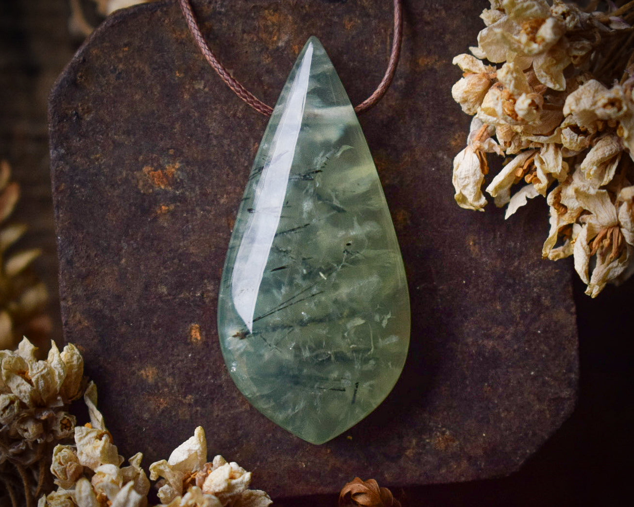 Pendentif Prehnite Verte — Afrique du Sud