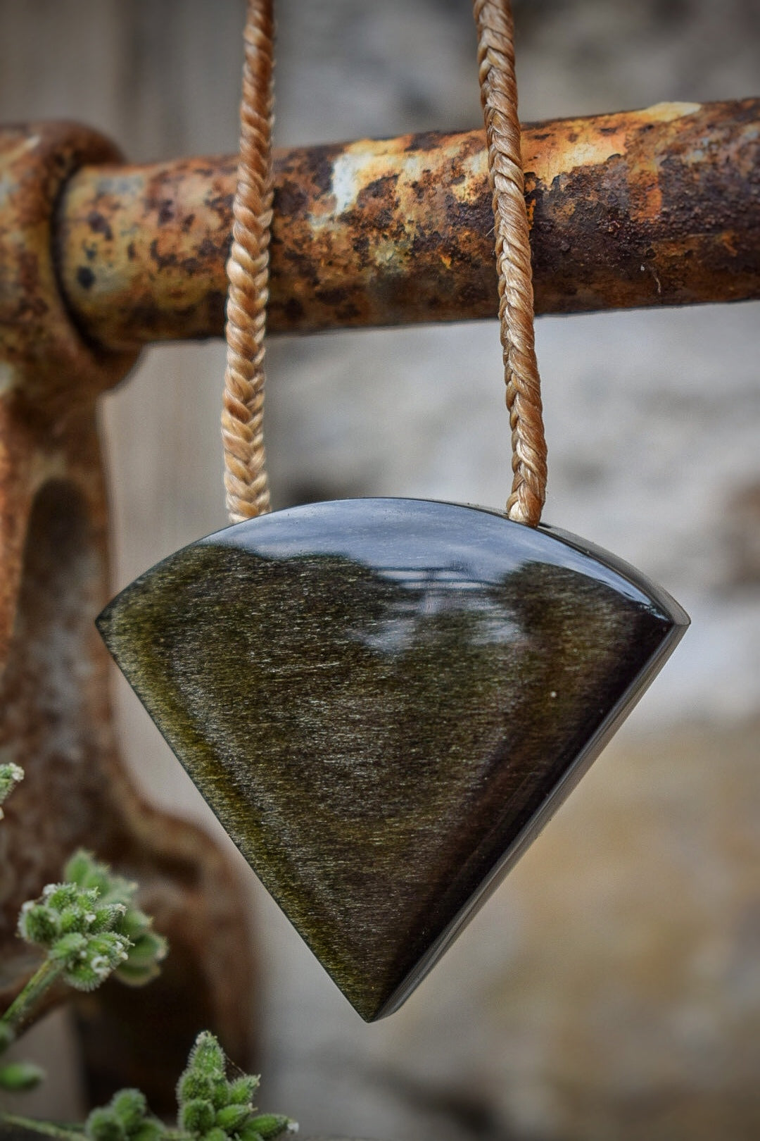 Pendentif Obsidienne Dorée - Mexique