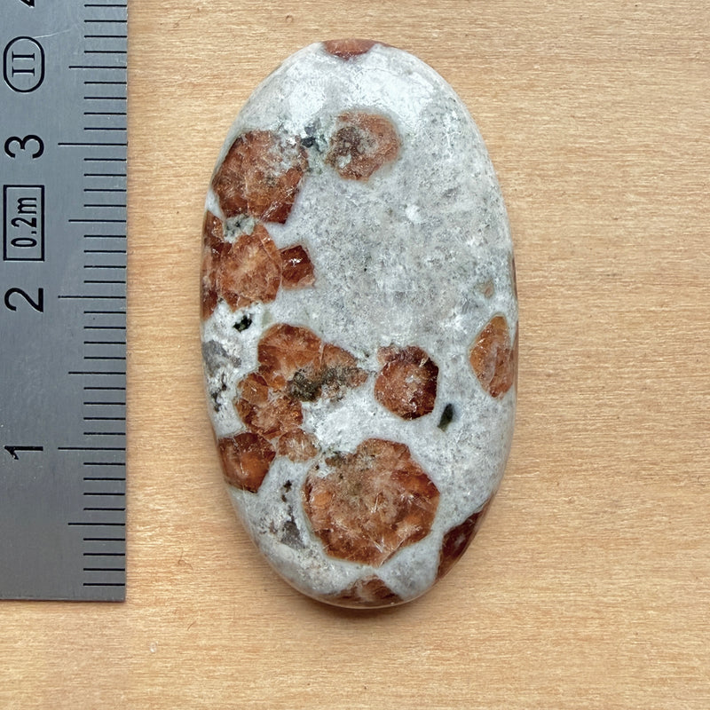 Cabochon Grenat dans Wollastonite